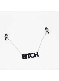Зажимы на соски с кожаной подвеской Bitch - Crazy Handmade - купить с доставкой в Первоуральске