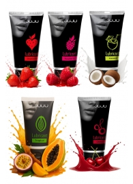 Набор из 5 съедобных лубрикантов JUJU (клубника, малина, тропические фрукты, вишня, кокос) - JuJu - купить с доставкой в Первоуральске