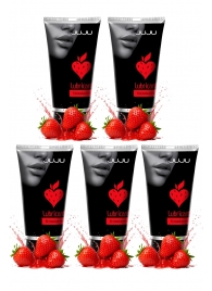 Набор из 5 съедобных лубрикантов JUJU со вкусом клубники - JuJu - купить с доставкой в Первоуральске Набор из 5 съедобных лубрикантов JUJU со вкусом клубники - JuJu - купить с доставкой в Первоуральске