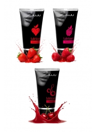 Набор из 3 съедобных лубрикантов JUJU (клубника, малина, вишня) - JuJu - купить с доставкой в Первоуральске Набор из 3 съедобных лубрикантов JUJU (клубника, малина, вишня) - JuJu - купить с доставкой в Первоуральске