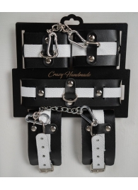 Набор фиксаторов из черной и белой натуральной кожи - Crazy Handmade - купить с доставкой в Первоуральске Набор фиксаторов из черной и белой натуральной кожи - Crazy Handmade - купить с доставкой в Первоуральске