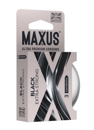 Черные утолщенные презервативы MAXUS Extra Strong с железным кейсом - 3 шт. - Maxus - купить с доставкой в Первоуральске