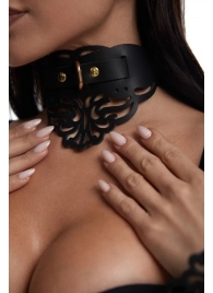 Фигурный чокер с узорами и золотистой фурнитурой - Crazy Handmade - купить с доставкой в Первоуральске Фигурный чокер с узорами и золотистой фурнитурой - Crazy Handmade - купить с доставкой в Первоуральске