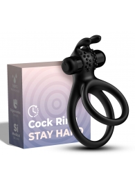 Черное эрекционное виброкольцо с подхватом мошонки Stay Hard - Boys of Toys - в Первоуральске купить с доставкой