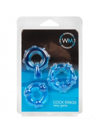 Набор из 3 синих эрекционных колец с различным рельефом - Erowoman-Eroman - в Первоуральске купить с доставкой