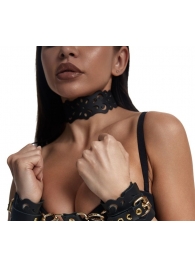 Черный ажурный чокер с золотистой фурнитурой - Crazy Handmade - купить с доставкой в Первоуральске