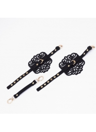 Черный фигурные оковы с золотистой фурнитурой - Crazy Handmade - купить с доставкой в Первоуральске Черный фигурные оковы с золотистой фурнитурой - Crazy Handmade - купить с доставкой в Первоуральске