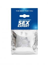 Прозрачное эрекционное кольцо с шариками и шипами - Sex Expert - в Первоуральске купить с доставкой