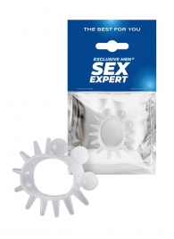 Эластичное эрекционное кольцо с шариками и лучами - Sex Expert - в Первоуральске купить с доставкой
