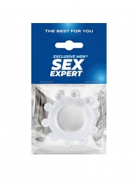 Прозрачное эрекционное кольцо со стимулирующими шариками - Sex Expert - в Первоуральске купить с доставкой