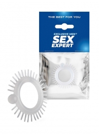 Эластичное эрекционное кольцо с шипиками и шариком - Sex Expert - в Первоуральске купить с доставкой