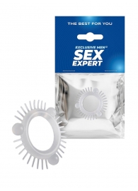 Эластичное эрекционное кольцо с 3 шариками и шипами - Sex Expert - в Первоуральске купить с доставкой