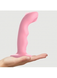 Розовая насадка-стимулятор Strap-On-Me Tapping Dildo Wave - Strap-on-me - купить с доставкой в Первоуральске