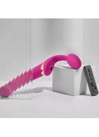 Ярко-розовый безремневой страпон Multi Orgasm Bendable Strap-On size L с клиторальной стимуляцией - Strap-on-me - купить с доставкой в Первоуральске