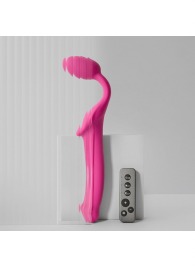 Ярко-розовый безремневой страпон Strap-on-me Vibrating Bendable Strap-On size L - Strap-on-me - купить с доставкой в Первоуральске