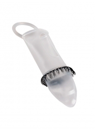 Закрытая насадка на пенис с подхватом мошонки и стимулирующими «ресничками» - Sextaz - в Первоуральске купить с доставкой