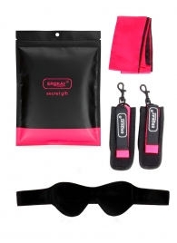 Черно-розовый эротический набор: маска, наручники и повязка - Erokay - купить с доставкой в Первоуральске