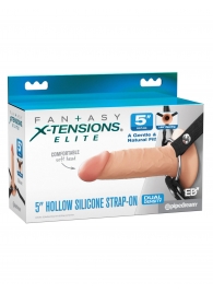 Телесный пустотелый фаллопротез 5’’ Hollow Silicone Strap-On - 14 см. - Pipedream - купить с доставкой в Первоуральске