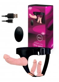 Женский страпон с 3 насадками и вибрацией - Erowoman-Eroman - купить с доставкой в Первоуральске