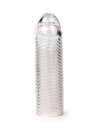 Прозрачная закрытая насадка на пенис с ребрышками - 16 см. - Sex Expert - в Первоуральске купить с доставкой