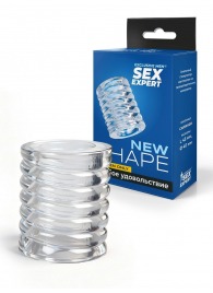 Прозрачная сквозная насадка на пенис с ребрышками - Sex Expert - в Первоуральске купить с доставкой