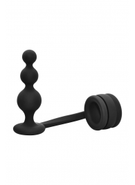 Черное эрекционное кольцо с анальной елочкой Cockring With Beaded Anal Plug - Dream Toys - в Первоуральске купить с доставкой