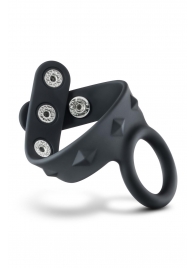 Черное эрекционное кольцо с подхватом мошонки на кнопках VS6 - Blush Novelties - в Первоуральске купить с доставкой