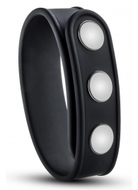 Черное эрекционное кольцо на кнопках - Blush Novelties - в Первоуральске купить с доставкой