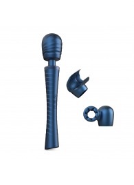 Синий вибромассажёр с насадками Man.wand Edgy - Manwan - в Первоуральске купить с доставкой