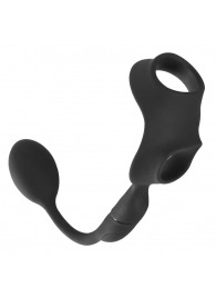 Черное виброкольцо с анальной пробкой Cock Ring with RC Butt Plug - Orion - в Первоуральске купить с доставкой