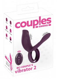 Фиолетовая насадка на член с клиторальным отростком и пультом ДУ RC Couple’s Vibrator 2 - Orion - в Первоуральске купить с доставкой