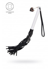 Плеть с белой рукоятью и чёрными хлыстами - 50 см. - Pecado - купить с доставкой в Первоуральске