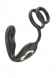 Черная анальная пробка с вращением и эрекционными кольцами - Ibiza - в Первоуральске купить с доставкой