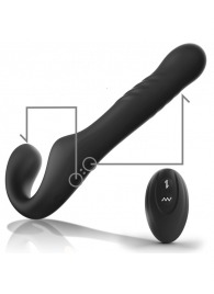 Черный безремневой страпон с вибрацией и возвратно-поступательными движениями - 24 см. - Ibiza - купить с доставкой в Первоуральске