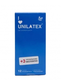 Классические презервативы Unilatex Natural Plain - 12 шт. + 3 шт. в подарок - Unilatex - купить с доставкой в Первоуральске