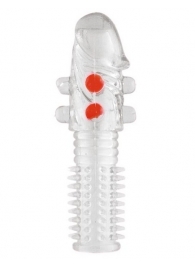 Гелевая прозрачная насадка с шариками и шипами - 14 см. - Toyfa Basic - в Первоуральске купить с доставкой