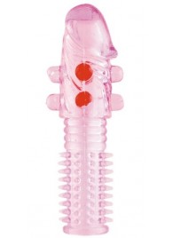 Гелевая розовая насадка с шариками и шипами - 14 см. - ToyFa - в Первоуральске купить с доставкой