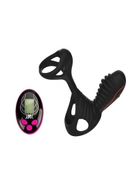 Чёрная насадка на фаллос Gladiator + LRS  с трехкнопочным пультом управления - Adrien Lastic - в Первоуральске купить с доставкой