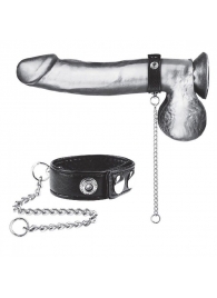 Утяжка на пенис с поводком Snap Cock Ring With 12  Leash - BlueLine - купить с доставкой в Первоуральске