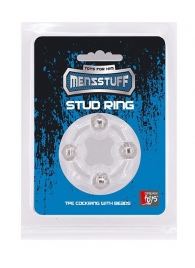 Эрекционное кольцо с 4 бусинами MENZSTUFF STUD RING CLEAR - Dream Toys - в Первоуральске купить с доставкой