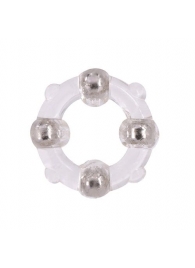 Эрекционное кольцо с 4 бусинами MENZSTUFF STUD RING CLEAR - Dream Toys - в Первоуральске купить с доставкой