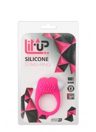 Розовое эрекционное кольцо с щеточкой LIT-UP SILICONE STIMU RING 5 - Dream Toys - в Первоуральске купить с доставкой