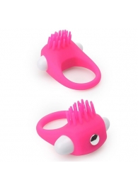 Розовое эрекционное кольцо с щеточкой LIT-UP SILICONE STIMU RING 5 - Dream Toys - в Первоуральске купить с доставкой