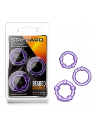 Набор из 3 фиолетовых эрекционных колец Stay Hard Beaded Cockrings - Blush Novelties - в Первоуральске купить с доставкой