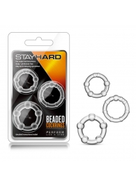 Набор из 3 прозрачных эрекционных колец Stay Hard Beaded Cockrings - Blush Novelties - в Первоуральске купить с доставкой