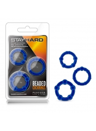 Набор из 3 синих эрекционных колец Stay Hard Beaded Cockrings - Blush Novelties - в Первоуральске купить с доставкой