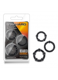 Набор из 3 чёрных эрекционных колец Stay Hard Beaded Cockrings - Blush Novelties - в Первоуральске купить с доставкой