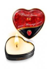 Массажная свеча с ароматом клубники Bougie Massage Candle - 35 мл. - Plaisir Secret - купить с доставкой в Первоуральске
