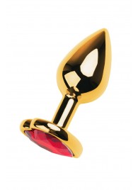 Золотистая анальная пробка с кристаллом-сердцем - 7,5 см. - ToyFa - купить с доставкой в Первоуральске