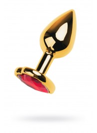 Золотистая анальная пробка с кристаллом-сердцем - 7,5 см. - ToyFa - купить с доставкой в Первоуральске